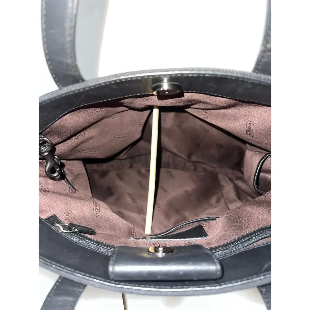 Coach 7418 Black Tote Bag – Slim Design, Laptop-Friendly, Excellent Condition